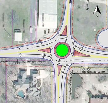 Proposed new roundabout at Sam School Road/North Peytonvill Avenue