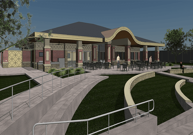 A rendering of the Tennis Center East Elevation.