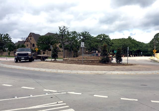 Roundabout at Dove and Peytonville in Southlake