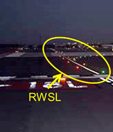 Photo provided by the DFW Airport showing a Runway Status Light.