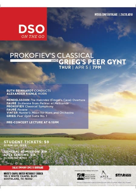 DSO on the Go Concert Poster for Prokofiev's Classical and Grieg's Peer Gynt